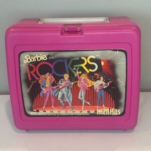 VINTAGE BARBIE Bright Pink Rockstar Plastic Lunchbox 90s Vintage Condition‎